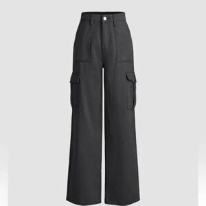 NWT S Black Cider Alessia Cargo Wide Leg Jeans